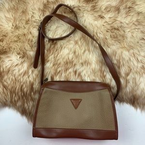 Guess Logo Crossbody Vintage Brown Tan Handbag